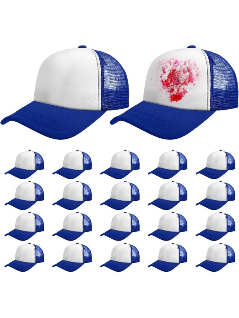 24 Pack Sublimation Blank Trucker Hats - Customizable Mesh Caps for DIY Projects